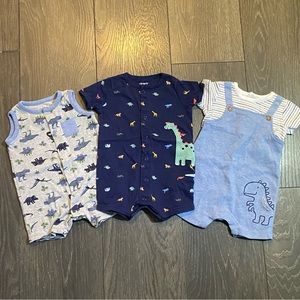 EUC [SET OF THREE] Dinosaur Romper Set of 3 Absorba & Carters Brand